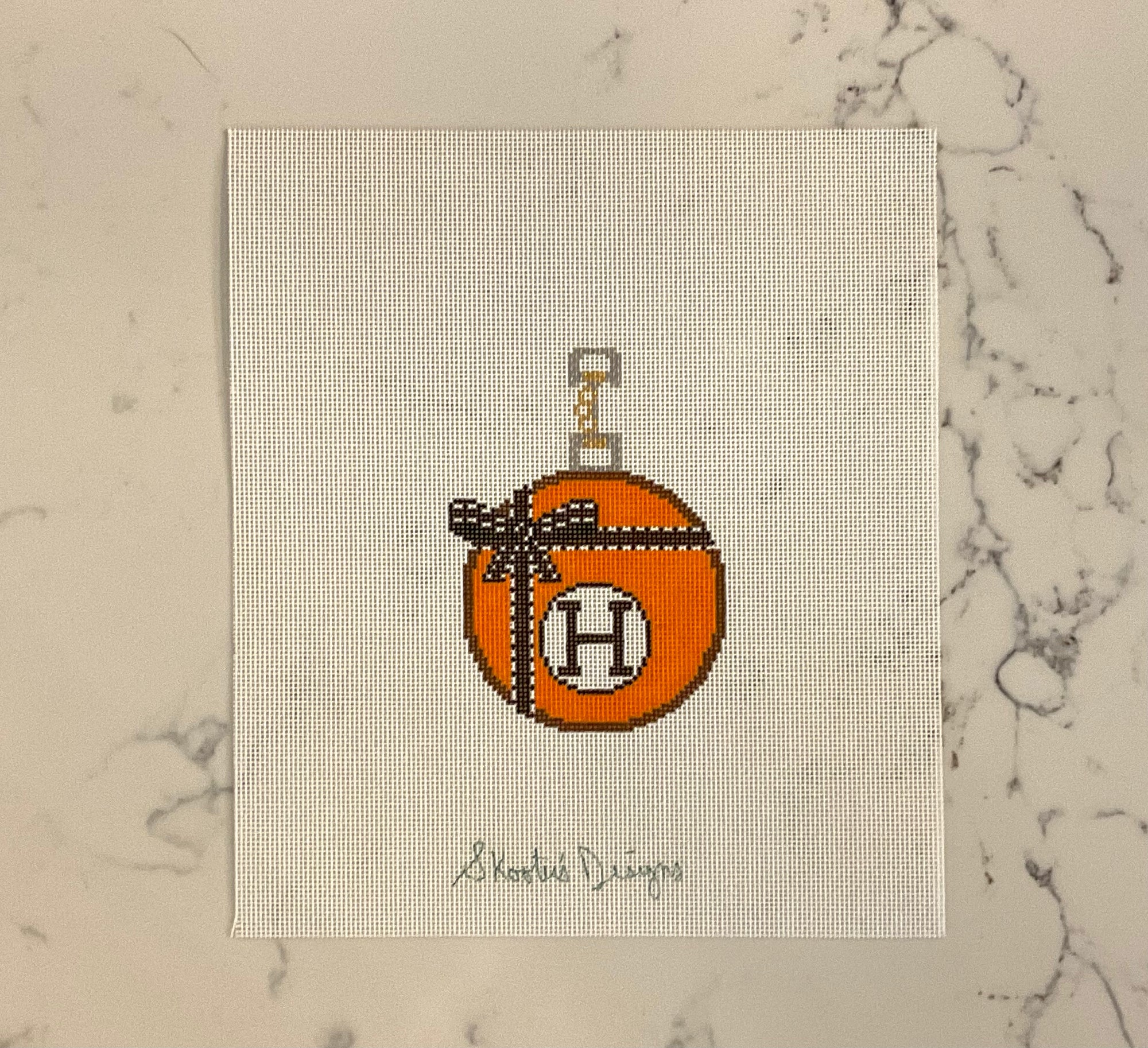 H Orange Ball Ornament
